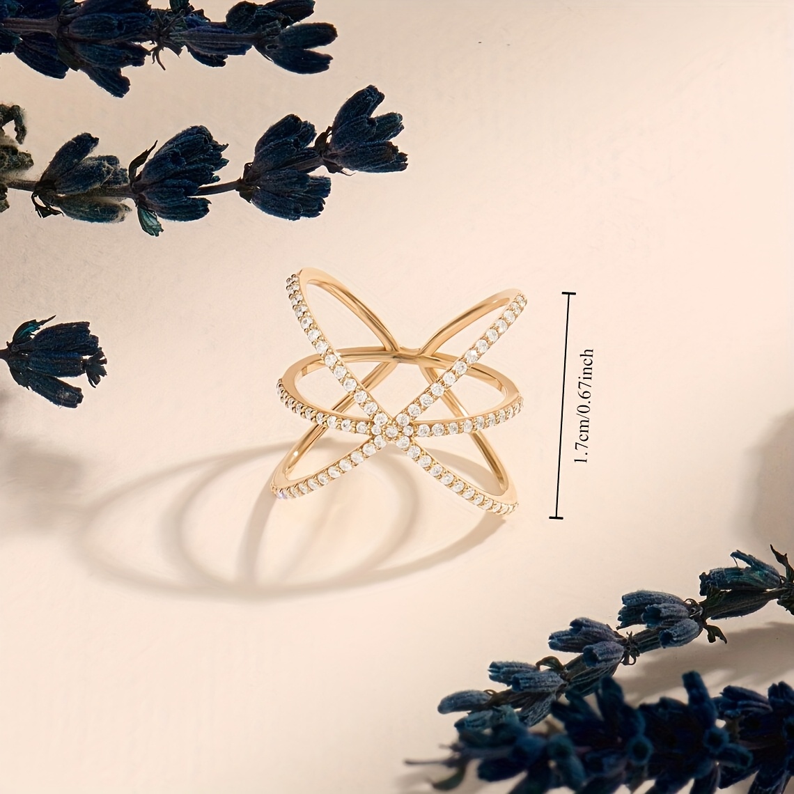 Women's Multilayer Cross Design Hollow Ring, Bridal Engagement Gift
